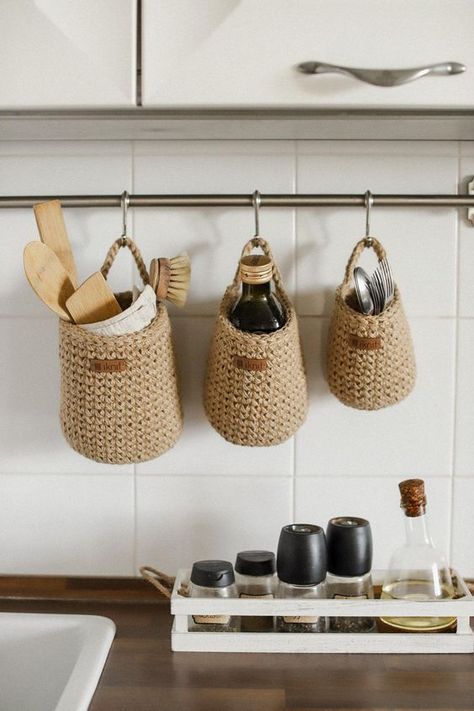 Hanging Basket Storage, Family Gift Baskets, Crochet Storage Baskets, Jute Hanging, Wall Hanging Basket, Wall Hanging Storage, Jute Basket, Crochet Storage, Knit Basket