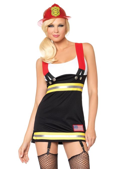 Get ready to put out some fires this Halloween with this awesome costume by Leg Avenue. This costume includes a garter dress, a stretch tank, and suspenders. Firemen hats can be found at the Stagecoach! Not quite what you were looking for? Then check out our other Firefighter costumes! First Responder Costume, Woman Firefighter, Firefighter Outfit, Firefighter Halloween, Leg Avenue Costumes, Garter Dress, Party College, Firefighter Costume, Diy Costumes Women