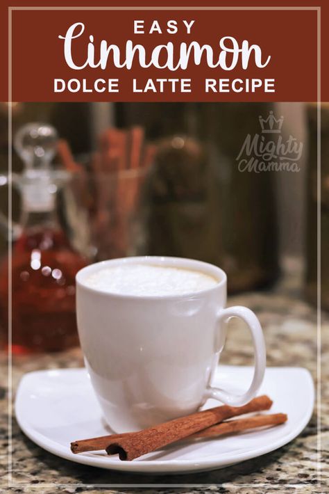 Starbucks Cinnamon Dolce Latte, Cinnamon Dolce Latte Recipe, Cinnamon Simple Syrup, Cinnamon Dolce Latte, Latte At Home, Easy Home Recipes, Kid Friendly Drinks, Drink At Home, Cinnamon Dolce