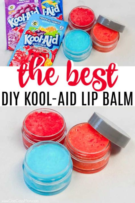 Koolaid Lip Gloss, Diy Koolaid, Lip Gloss Diy Recipes, Easy Diy Lotion, Lip Gloss Recipe, Gloss Diy, Homemade Lip Balm Recipe, Lip Balm Recipe, Diy Lip Balm Recipes