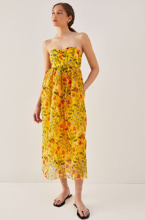 Rebecca Taylor Botanica Fleur Sweetheart Organza Dress | Dandelion Combo