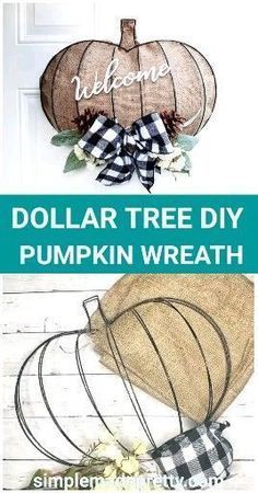 Diy Pumpkin Wreath, Pumpkin Wreath Form, Tree Thanksgiving, Dollar Tree Fall Diy, Pumpkin Wreath Diy, Dollar Tree Pumpkins, Fall Decor Dollar Tree, Dollar Tree Fall, Diy Dollar Tree Decor