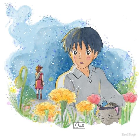 Arrietty Painting, Arrietty Drawing, Arrietty Art, Arrietty Tattoo, Arrietty Fanart, Ghibli Watercolor Art, Arrietty Wallpaper, The Secret World Of Arrietty, Studio Ghilbi