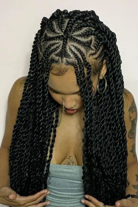 #BEAUTY, #RELATIONSHIPS #Fashion #Animals #Outfits #Winter Outfits #Animals Braid Ideas For Black Women Cornrows, Goddess Braids With Design, Unique Braids Black Women, Passion Twist With Cornrows, Hairstyles With Brazilian Wool Braids, Braided Hairstyles For Round Faces Black Women, Brazilian Braids Hairstyles, Cornrows To Twists, Cornrow Passion Twist