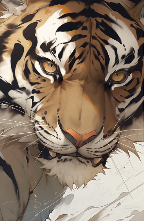 Popular Midjourney Visual supervised By ThetaCursed, License: CC BY-NC 4.0 Animal Eyes Drawing, Cute Tiger Drawing, Japanese Tiger Art, Anime Tiger, Tiger Drawing, Animal Portraits Art, Big Cats Art, Tiger Face, Piece Of Paper