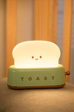 Dorm Night Lights, Toaster Lamp, Toast Light, Toast Lamp, Cute Toaster, Green Toaster, Bread Cute, Low Bookshelves, Headboard With Shelves