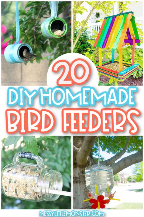 Kids Crafts Birds, Milk Carton Bird Feeder, Homemade Hummingbird Nectar, Homemade Bird Feeder, Bird Feeders Diy, Bird Feeders For Kids To Make, Mason Jar Bird Feeders, Make A Bird Feeder, Wood Bird Feeder