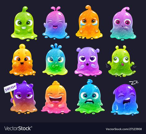 June Inspiration, Stickers Illustration, Rainbow Images, Emoji Set, Watercolour Texture Background, Simple Character, Glitter Slime, Monster Characters, Colorful Glitter