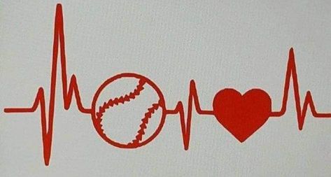 Tattoo Heart Beat, Baseball Car Decals, Baseball Tattoo, Softball Heart, Baseball Tattoos, Baseball Decals, Fonts Ideas, Chicanas Tattoo, Baseball Shirt Designs