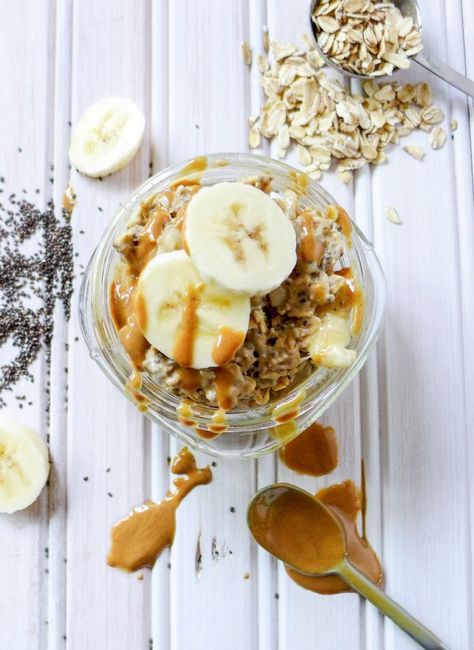 Tone It Up with your trainers Karena and Katrina, fitness and lifestyle trainers! Banana Peanut Butter Overnight Oats, Myfitnesspal Recipes, Tiu Recipes, Peanut Butter Overnight Oats, Banana Peanut Butter, Banana Overnight Oats, Healthy Diets, Overnight Oat, Fitness Pal