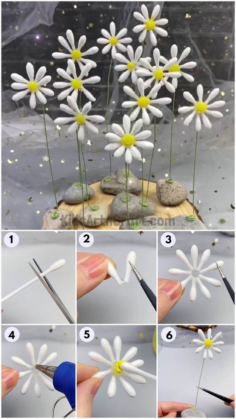 How To Make Cotton Earbud Flowers Craft Step by Step Tutorial Check more at https://www.kidsartncraft.com/earbud-flowers-craft-tutorial/ Ear Buds Craft Ideas, Earbud Craft, Easy Crafts For Teens, Chalkboard Markers, Flowers Craft, Country Chic Cottage, Cotton Swabs, Diy Network, Ear Buds