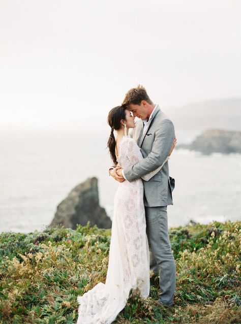 Textured Modern Wedding Inspiration in lace Emily Riggs gown. #erichmcveyworkshop Elk California, Erich Mcvey, Big Sur Wedding, Modern Wedding Inspiration, Modern Minimalist Wedding, Preowned Wedding Dresses, Wedding Picture, Inspiration Wedding, Groom Attire