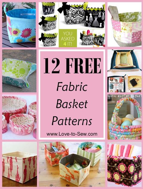 Fabric baskets have a hundred and one uses, and best of all they can be made in fabric to coordinate with your decor. These free fabric basket sewing patterns are the perfect solution for organizing Basket Template Printable, Boho Sling Bag, Basket Template, Basket Sewing Pattern, Quilted Bag Patterns, Fabric Basket Tutorial, Jelly Roll Quilt Patterns, Fabric Storage Baskets, Fabric Basket