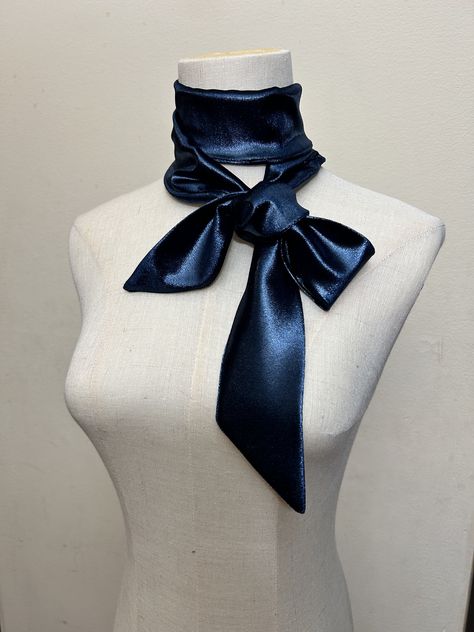 Royal Blue Clothes, Neck Aesthetic, Bridesmaid Scarves, Royal Blue Tie, Blue Clothes, Silk Scarf Hair, Scarf Hair, Neck Accessories, Bows Hair