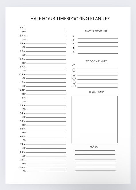 Time Blocking Schedule Template, Time Planner Template, Hourly Schedule Printable, Time Block Planner, Productive Schedule, Daily Routine Schedule Template, Day Schedule Template, Time Blocking Template, Time Blocking Printable