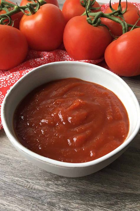 Ketchup Recipe Fresh Tomatoes, Catsup Recipe, Tomato Ketchup Recipe, Homemade Ketchup Recipes, Ketchup Recipe, Homemade Ketchup, Kids Vegetables, Homemade Condiments, Clam Recipes