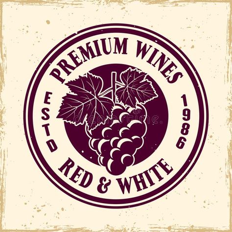 Illustration about Wine shop vector colored round emblem, label, badge or logo in vintage style with bunch of grapes. Illustration of bright, retro, design - 179334557 Wine Brand Logo, Wine Bar Logo, Grape Logo, Grapes Illustration, Grape Illustration, Wine Logo Design, Logo Design Inspiration Graphics, Minimalist Logo Branding, Shop Vector