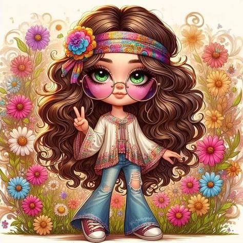 Hippie Girl Outfit Hippie Girl Outfits, Paz Hippie, Peace Sign Art Hippie, Peace Sign Art, Art Hippie, Trippy Designs, Japan Tattoo Design, Betty Boop Cartoon, Cute Disney Pictures