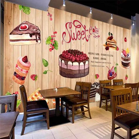 Simple Art Bakery Pizza Cupcake Patten Wall Paper Mural Rolls Size for Wall 3d Wallpaper Livingroom Restaurant Coffee Cake Shop|paper mural|wall paper muralwall paper - AliExpress Bakery Backdrop, Cake Shop Interior, Bakery Background, Cake Shop Design, Bakery Shop Interior, Wooden Wallpaper, Wallpaper Coffee, Mural Cafe, Cake Wallpaper