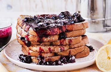 Oroweat Blueberry Lemon French Toast  Recipe Easy Vegan French Toast, Honey Mascarpone, Burrito Vegan, Vegan French Toast, Vegan French, Vegan Breakfast Easy, Quick Easy Vegan, Breakfast Low Carb, Mascarpone Cream