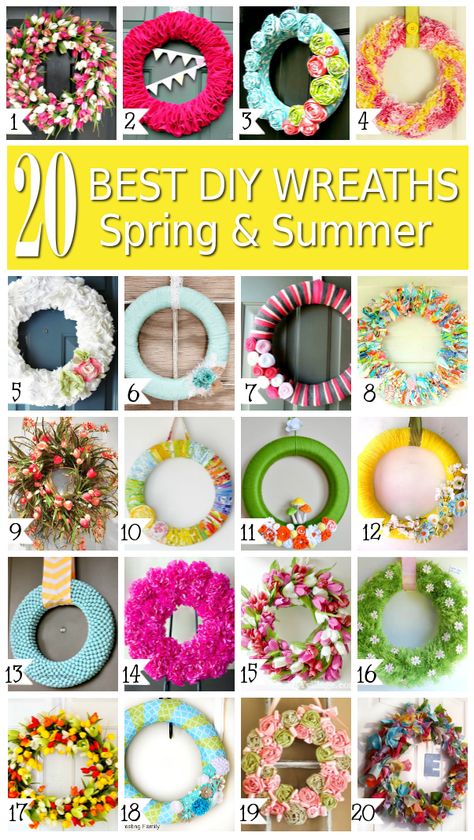 Make your own gorgeous wreaths! These 20 Easy DIY Spring and Summer wreaths are perfect for indoor and screened porch decor and front door wreaths! Spring And Summer Wreaths, Wreaths For Spring, Couronne Diy, Diy Spring Wreath, Diy Wreaths, Summer Wreaths, Have Inspiration, Deco Floral, Spring Diy