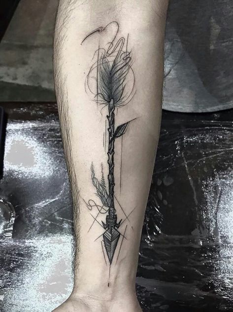 Sketch Style Tattoos, Arrow Tattoo Design, Hamsa Tattoo, Dragon Tattoo For Women, Cool Forearm Tattoos, Inspiration Tattoos, Arrow Tattoo, Arrow Tattoos, Wolf Tattoos