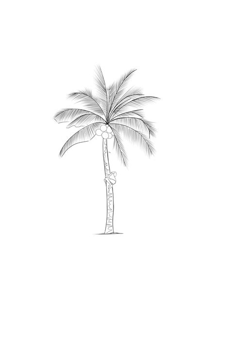 Coconut Tree Tattoo Minimalist, Tree Tat, Vietnam Tattoo, Palm Tree Drawing, Tree Stencil, Bee Tattoo, Minimalist Tattoos, Tattoo Stencil, Black Work