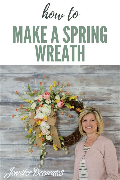 Front Door Wreaths- Make your front door gorgeous! Southern Wreaths, Jennifer Decorates, Spring Wreaths For Front Door Diy, Front Door Wreaths Diy, Wreaths Videos, Easter Swags, Floral Door Wreaths, Decorating Crafts, Easter Spring Wreath