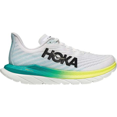 Hoka One One Women's Mach 5 Shoe - 10 - White / Blue Glass Hoka Mach 5, Hoka One One Woman, Ready To Race, Running Sneakers Women, Blue Sunglasses, Training Day, Running Shoes Sneakers, Trail Running Shoes, Running Sneakers