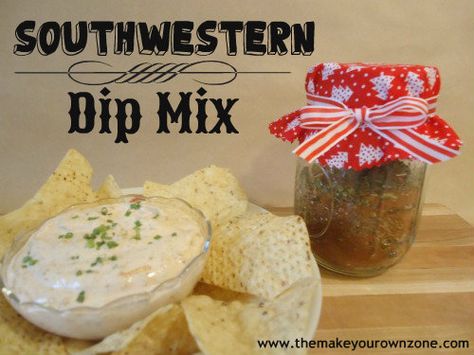 Homemade Gift -  Southwestern Dip Mix - Easy spice blend to put in a jar for Christmas gift giving Southwestern Dip, Dip Mixes, Homemade Dry Mixes, Homemade Dips, Spice Blends Recipes, Gifts Homemade, Diy Spices, Homemade Spices, Homemade Seasonings