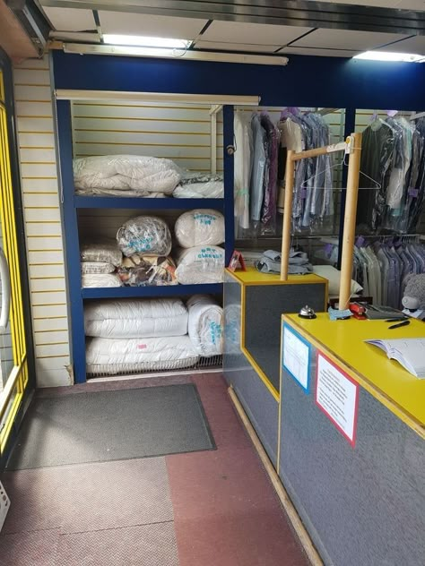 Dry Cleaning Business Interior, Drycleaning Laundry Design, Dry Cleaners Shop Design, Dry Cleaners Interior Design, Laundry Shop Design Ideas, Laundry Business Design, Laundromat Interior, Laundry Store Design Ideas, Laundry Service Business