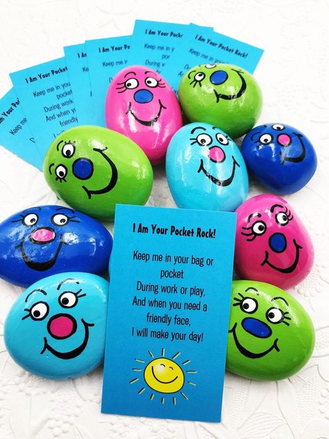 Worry Stones for Kids SET of 10 Pocket Rocks for Children | Etsy Pocket Rocks, Silly Face, Comfort Gifts, Painted Rocks Craft, Painted Rocks Diy, Rock Painting Ideas Easy, Basket Gift, Rock Painting Patterns, Easter Gift Baskets