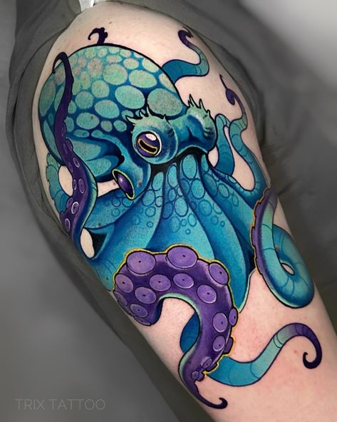 Hummingbird Flower Tattoos, Octopus Tattoo Sleeve, Octopus Tattoo Design, Tattoo Animal, Octopus Tattoos, Jellyfish Tattoo, Tattoo Henna, Theme Tattoo, Octopus Tattoo