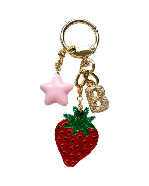 Strawberry Girl Keychain Xmas Gift For Friends, Key Chain Charms, Trendy Accessories 2024, Cute Car Keys Keychains Ideas, Bag Keychain Aesthetic, Key Chains Aesthetic, Car Keys Keychain Ideas, Cute Keychains For Car Keys, Cute Bag Charms