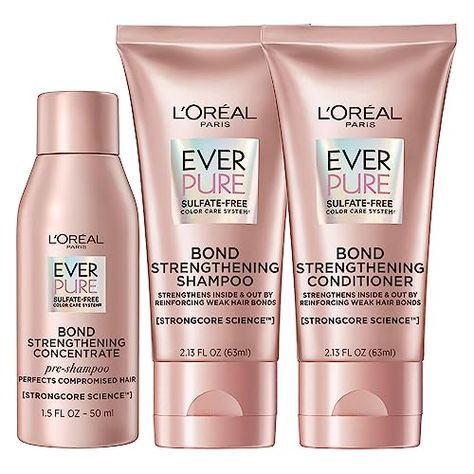 L'Oreal Paris, Bond Repair Shampoo and Conditioner, Strengthens & Repairs Weak Hair in 1 Use with System, Sulfate Free & Vegan, EverPure, 2.13 oz (1 kit) , https://reviewsstone.com/loreal-paris-bond-repair-shampoo-and-conditioner-strengthens-repairs-weak-hair-in-1-use-with-system-sulfate-free-vegan-everpure-2-13-oz-1-kit/ Check more at... Loreal Hair, Weak Hair, Shampoo And Conditioner Set, Sulfate Free Shampoo, Moisturizing Shampoo, Hair Breakage, Hair Strengthening, Sulfate Free, Hair Repair