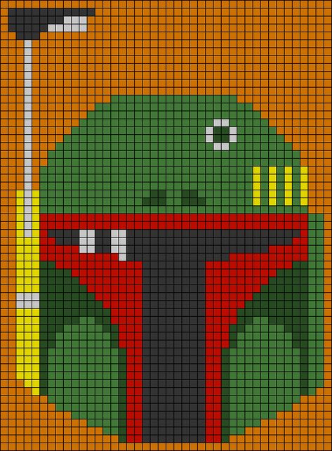 Boba Fett Pixel Art, Star Wars Pixel Art Grid, Mandalorian Alpha Pattern, Yoda Alpha Pattern, Star Wars Alpha Pattern, Mandalorian Cross Stitch Pattern, Alpha Patterns Star Wars, Crochet Alpha Pattern Star Wars, C2c Star Wars Blanket Pattern