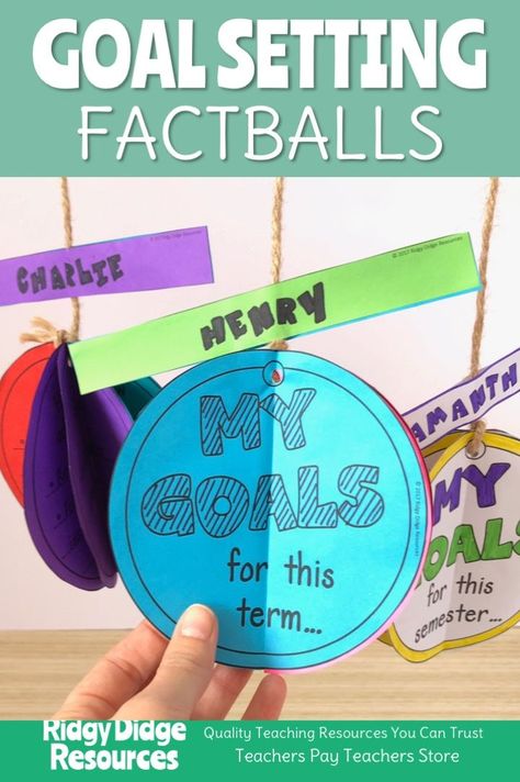 Back to School time can be stressful for any teacher! Let's make this time of year a little easier for you with these easy to assemble Goal Setting Factballs. They are a unique way for students to consider their goals for the year ahead and become a great display around your classroom in preparation for Parent-Teacher nights. Learning Intentions, Goal Setting For Students, Goal Setting Vision Board, Goal Setting Activities, Goals For The Year, Classroom Goals, Social Skills Groups, School Goals, Academic Goals