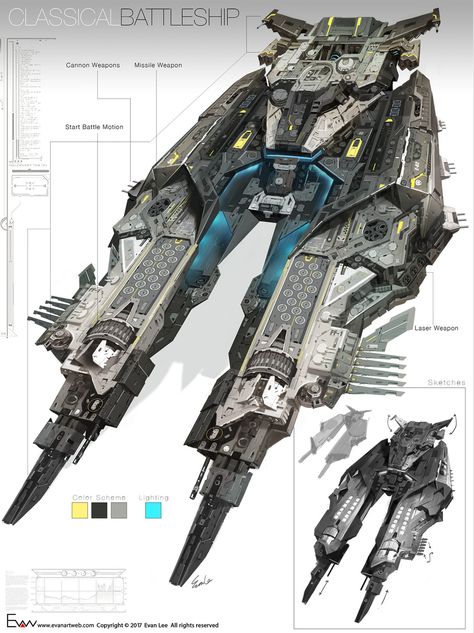 Classical Battleship, Evan Lee on ArtStation at https://www.artstation.com/artwork/abom2?utm_campaign=digest&utm_medium=email&utm_source=email_digest_mailer Futuristic Ship, Space Ships Concept, Space Engineers, Sci Fi Spaceships, Space Ship Concept Art, Starship Concept, Capital Ship, Space Battleship, Starship Design