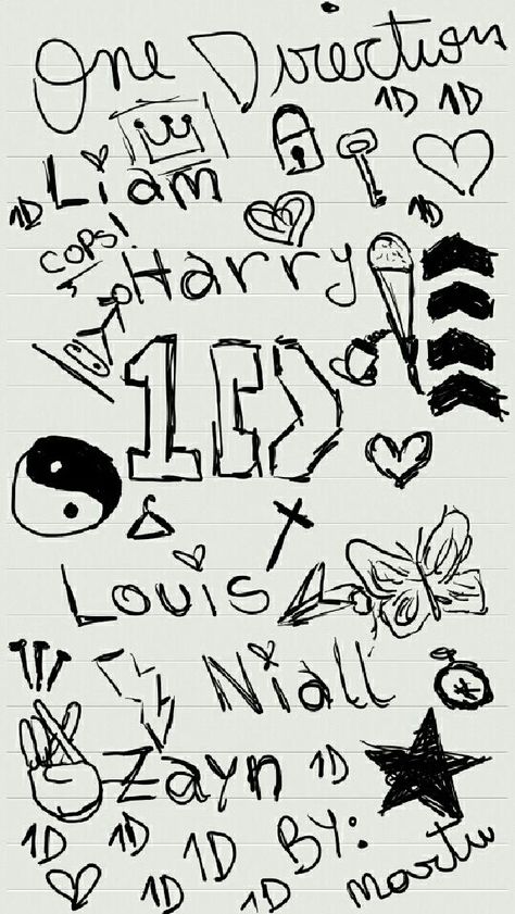 One direction One Direction Aesthetic Drawings, One Direction Doodle Art, One Direction Doodles, 1d Doodles, 1d Logo, 1d Aesthetic, Lyric Drawings, One Direction Drawings, One Direction Art