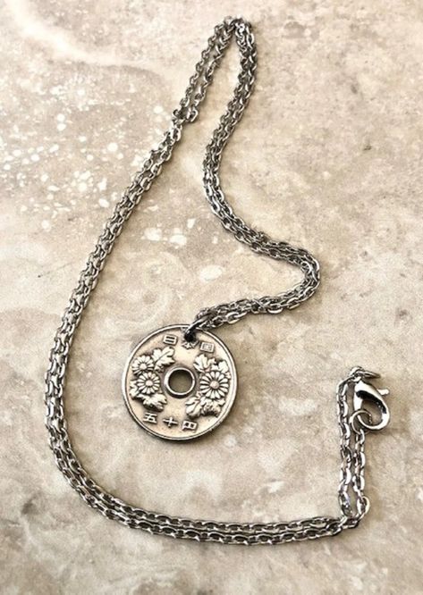 Japanese Necklace, Buddhist Necklace, Gift Friend, Necklace Pendants, Japanese Vintage, Handmade Jewelry Gift, Her World, Coin Jewelry, Rare Coins