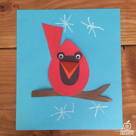 free cardinal craft activity and template Bird Crafts Preschool, 1st Grade Crafts, Cardinal Art, Storytime Crafts, Preschool Art Projects, Winter Art Projects, Classroom Art Projects, Winter Preschool, Crafts Videos