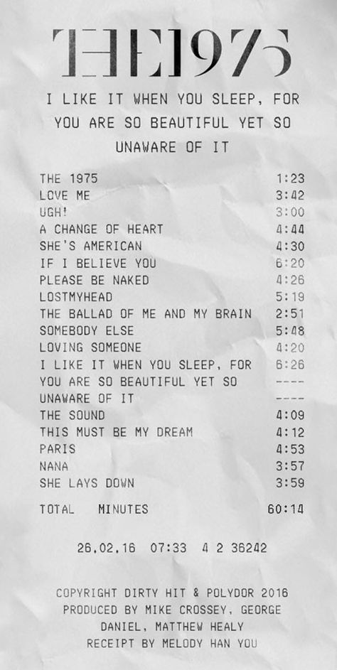 Album Receipts, The 1975 Album, The 1975 Wallpaper, This Must Be My Dream, The 1975 Lyrics, Can Upcycle, You Are So Beautiful, Diy Jeans, Fotografi Digital