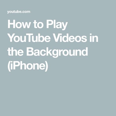 How to Play YouTube Videos in the Background (iPhone) Youtube Videos Background, You Tube Videos, Screen Lock, Background Music, Best Music, You Tube, Youtube Music, Iphone Background, Good Music