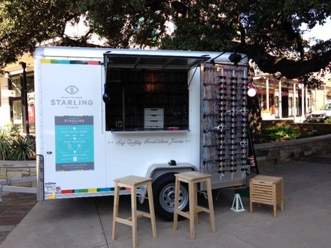 The STARLING wagon at home at the Domain Austin. Optometry Office, Popup Shop, Food Art Painting, Office Window, Optical Shop, Eyewear Shop, Outdoor Food, Cafe Shop, Retail Space