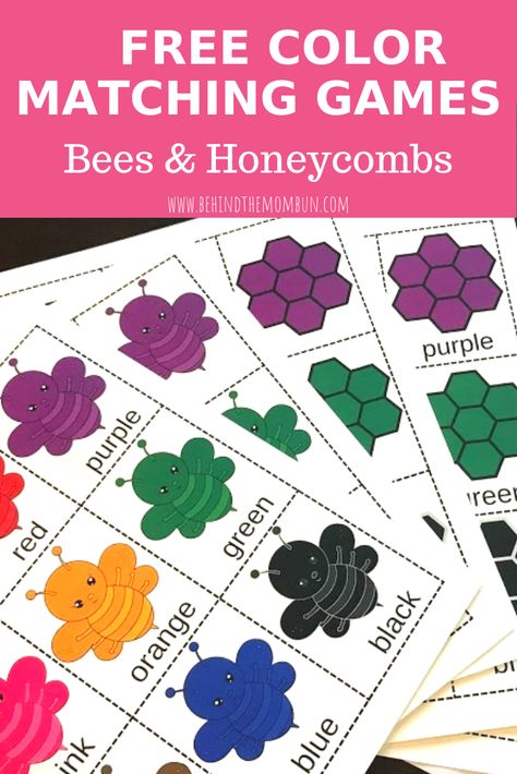 Free coloring matching games.  This easy free printable is perfect for teaching preschoolers their colors.  #freeprintable #freecolormatchinggames #matchinggamesforkids #preschool Matching Activity For Preschoolers, Matching Games For Kids, Color Activities For Toddlers, Matching Games For Toddlers, Teaching Preschoolers, Preschool Color Activities, Insects Preschool, Activity For Preschoolers, Mom Bun