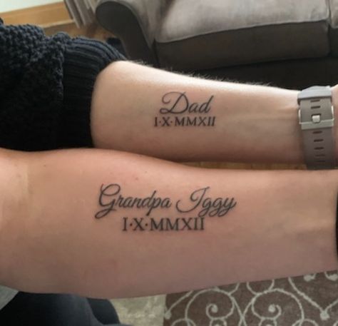 Mom Dedication Tattoos For Men, Grandpa Signature Tattoo, Tattoos For My Grandpa, Wife And Son Tattoo For Men, Tattoos Dedicated To Mom For Men, Tattoos For Your Grandpa, Lost One Tattoos Grandparents, Small Remembrance Tattoos Grandpa, Grandma Tattoo For Men