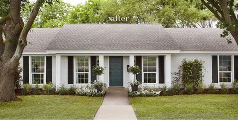 Fixer Upper Exterior, Jo Gaines, Joanne Gaines, Ranch House Exterior, House Design Exterior, Magnolia Market, Plain Jane, Architecture Model Making, Shutters Exterior