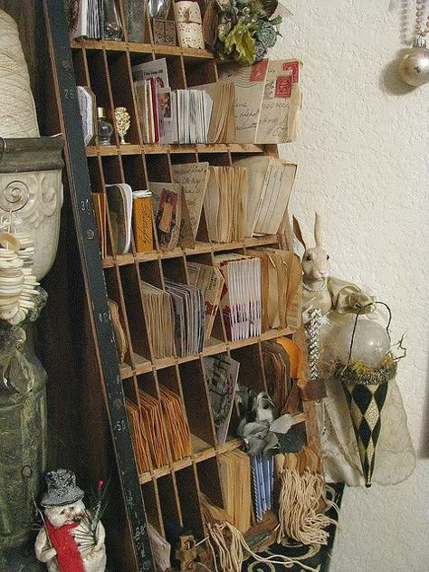 Vintage Store Ideas, Mail Room, Mail Slot, Art Studio Ideas, Dream Craft Room, Paper Store, You've Got Mail, Letter Holder, Craft Room Storage