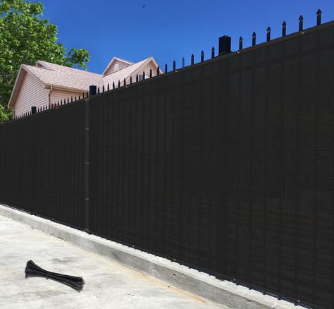 PRICES MAY VARY. High-Quality Material: This privacy fence screen is made of high-density polyethylene (HDPE) fabric with reinforced welt stitching on each side for strength and durability. More Intensive Grommets: Each corner has 3 brass grommets for extra reinforcement. All edges are evenly distributed with more grommets for better stability, not easy to fall off, and does not affect usage in extreme weather. Ideal Uses: Provides about 95% blockage. Good privacy and prevents dogs from barking Black Privacy Fence, Fence Screen, Privacy Fence Screen, Black Fence, Stop Dog Barking, Garden Swimming Pool, Fence Screening, Patio Backyard, Privacy Fence