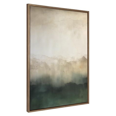 PRICES MAY VARY. Modern Framed Canvas Wall Art: Abstract mountain art on framed high-quality gallery-wrapped canvas. Our premium high-tension canvas is stretched across a solid surface to resist sagging. Outside display dimensions are 42 inches by 31 inches by 1.6 inches High Quality Materials: Our custom wall art has a charming, resilient float frame that showcases a narrow gap between the edge of the canvas and the frame. We also print with UV fade-resistant inks to give you picture-perfect de Serene Artwork, Mountain Landscape Art, Dark Green Walls, Art For Wall, Mountain Landscapes, Green Wall Decor, Green Mountains, Collage Picture Frames, Eclectic Art